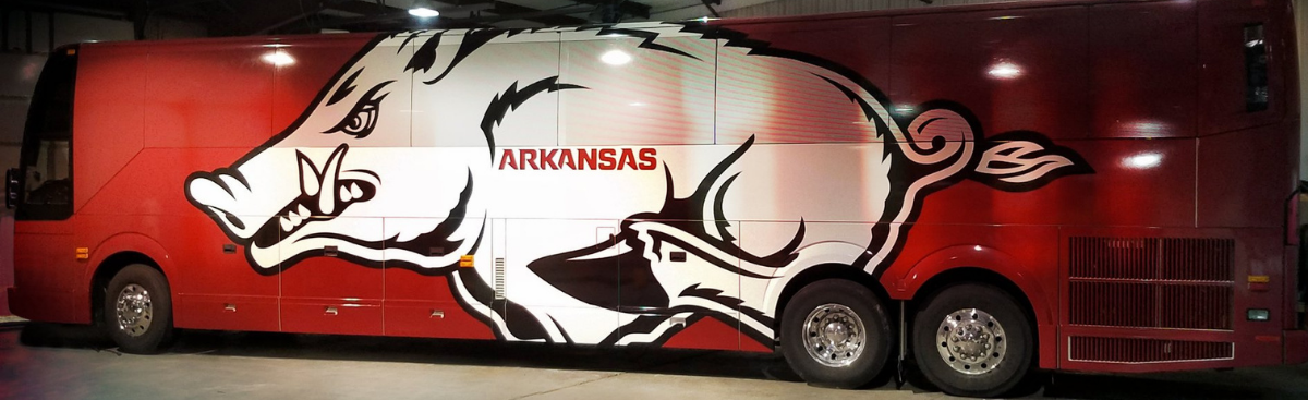 University of Arkansas wrapped bus