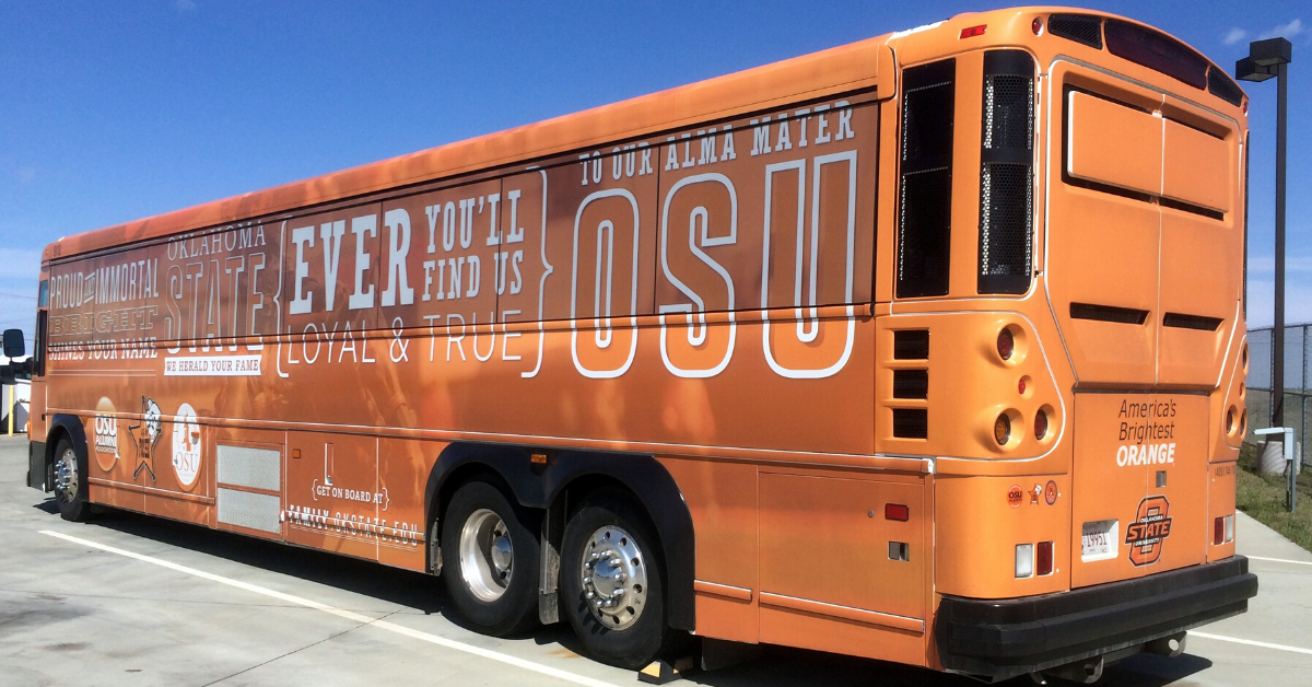 Oklahoma State's branded athletic bus