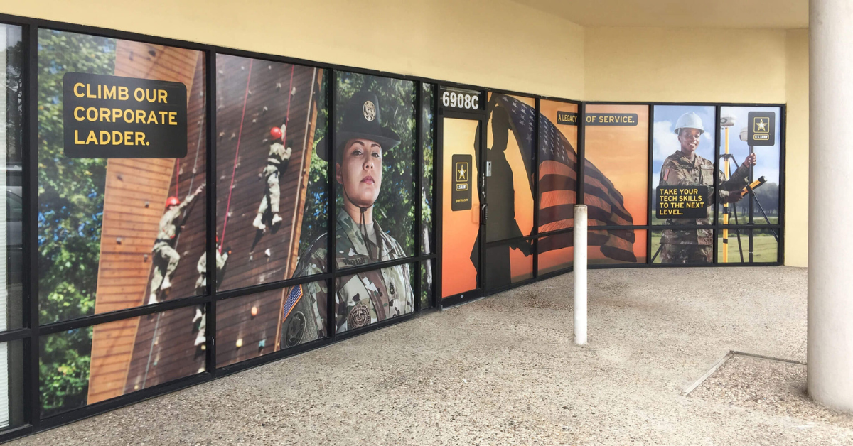 Environmental graphics spreading US Army awareness campaign