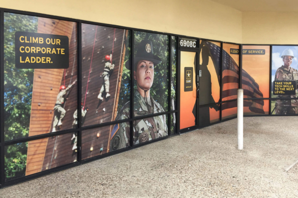 in-store retail graphics at army recruiting center